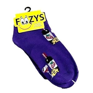 Foozy's Women's Ankle‎ Socks: Wine & Cheese; Purple; Women's Size 9-11